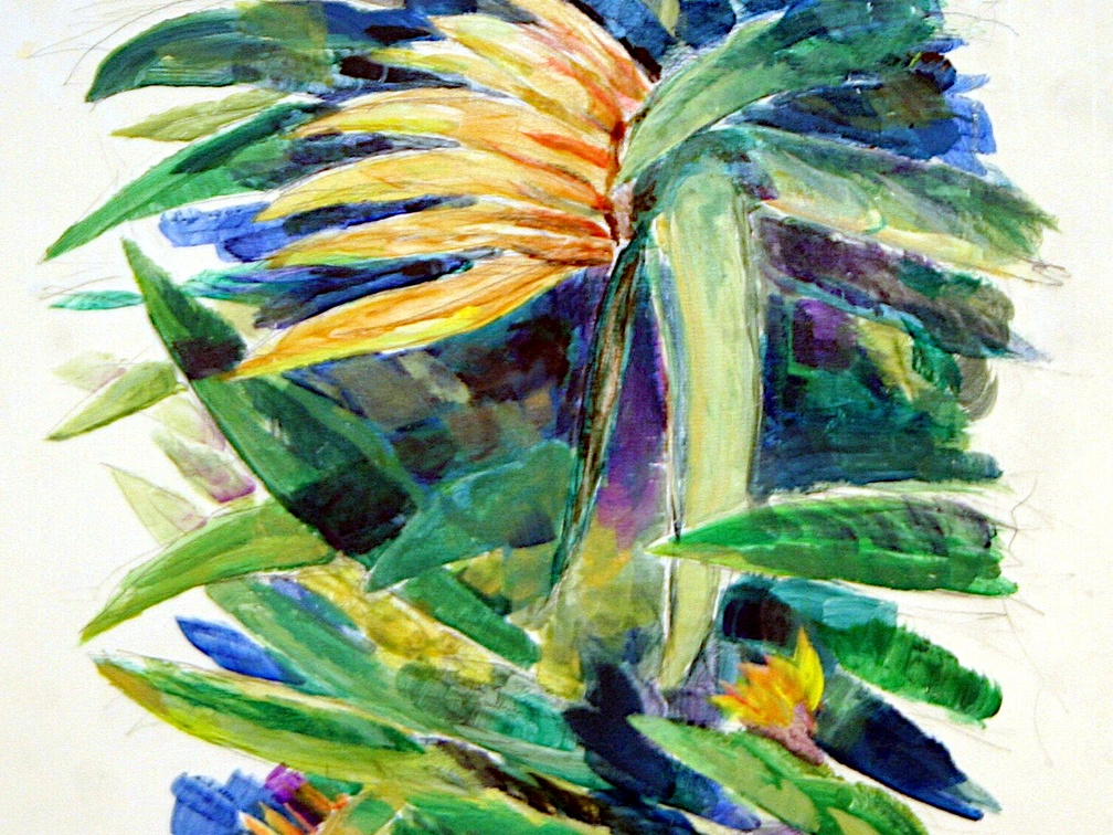 Bird of Paradise Lily (3565 посета) Bird of Paradise Lily. Acrylic on panel sketch on chalkboard. Bird of Paradise Lily