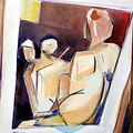 Nude on a Window Sill (7694 besök) My version of a beautiful realistic painting by bill Derbins on his studio wall next to where I was ... Nude on a Window Sill