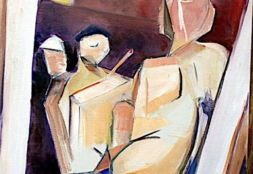 Nude on a Window Sill (7693 visits) My version of a beautiful realistic painting by bill Derbins on his studio wall next to where I was ... Nude on a Window Sill