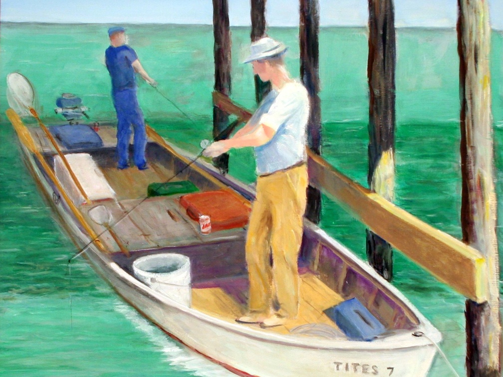 Fishing under the Trestle (5502 visits) Fishing under the Trestle painted from memories of fishing at this popular spot on eastern Lake Pont... Fishing under the Trestle