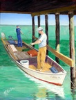 Fishing under the Trestle -- Fishing under the Trestle painted from memories of fishing at this popular spot on eastern Lake Pontchartrain.  Tites, the boat rental place was wiped out by Ktrina.
<a href=https://www.artbyviosca.com/piwigo/index/tags/435-fishing_under_the_trestle"><u>Related Art</u></a>