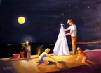 Shrimping on the Seawall -- Shrimping on the seawall at Lake Pontchartrain.  At night with a cast net.  A great outing and we often caught enough shrimp for a meal of two.
<a href='https://www.artbyviosca.com/piwigo/index/tags/438-shrimping_on_the_seawall'><u>Related Art</u></a>