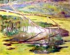 Swamp Pond (SOLD) -- A scene painted during my cypress and pond slime phase.  Location is in nature park near my home.