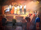 Jazz on Bourbon Street (SOLD) -- My memories of the old Paddock Club in the late 40's and 50's when Dixieland ruled, before rock and T-Shirt shops took over. This painting was auctioned on Channel 12 Public TV in June 2010 and SOLD for $1900.