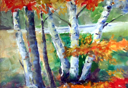 Birches on a Pond