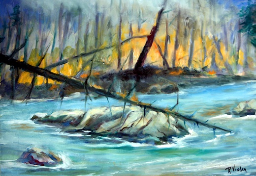 Forest Fire-Minnesota (3869 visits) Painted from memory of a fire I witnessed while fishing in a canoe in the Minnesota Boundary Waters ... Forest Fire-Minnesota