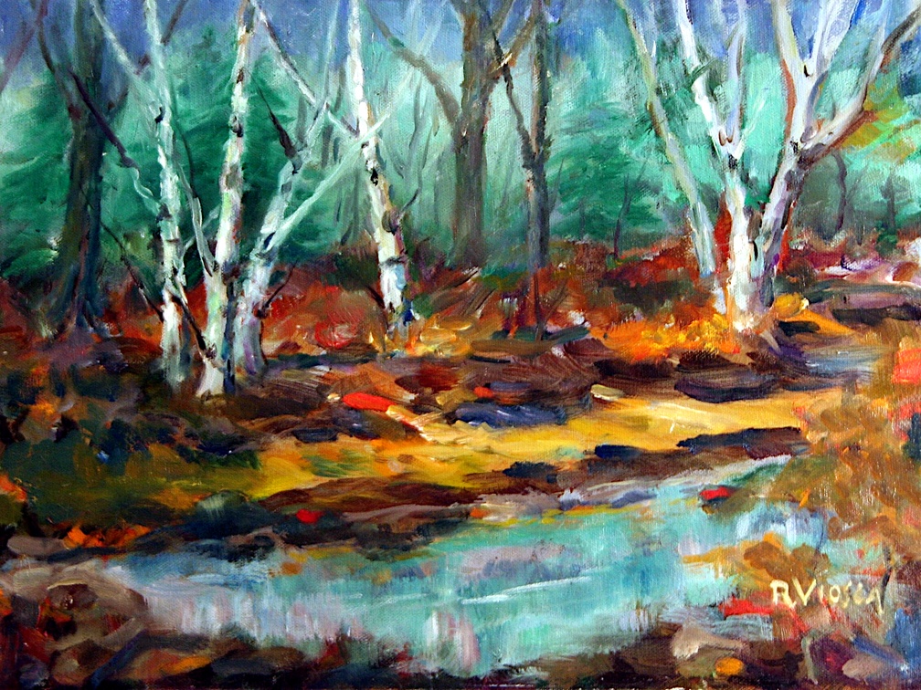 Northwoods Pond (просмотров: 4696) An autums scene painted from a sketch I made killing time waiting for a plane at the Duluth airport. Northwoods Pond