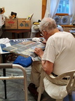 Bob painting On The Edge -- Dad working on "On the Edge" in Minnesota in Summer of 2021.