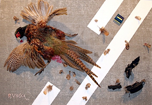 Pheasant Under Mack Truck (4056 visits) An assemblage of found objects on cement board. I did a collage of the same name 50 years ago which ... Pheasant Under Mack Truck