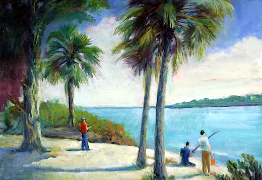 Fishing on Jupiter Inlet (13921 visits) People fishing at Jupiter Inlet, Florida. Plein aire painting with group from Armory Art Center. Fishing on Jupiter Inlet
