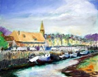 Harbor at Low Tide -- Harbor at Low Tide - France Plein aire painting at a village near Honfleur.