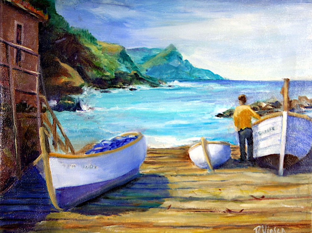 Harbor at Mallorca (9261 visits) Painted plein aire. The fisherman was impressed when I showed him in my camera pictures of fish we ... Harbor at Mallorca