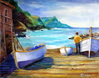 Harbor at Mallorca -- Painted plein aire.  The fisherman was impressed when I showed him in my camera pictures of fish we catch in Louisiana.