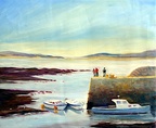 Harbor at Liscannor -- Plein aire painting of harbor in Ireland at low tide.