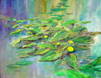 Lilypads -- Painted plein aire while waiting for my late wife to finish riding her horse at a Florida equestrian center. I caught a large bass here shortly after.