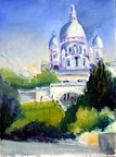 Montmarte-Sacre Coeur -- Sacre Coeur-Montmarte. Plein aire painting in Paris.
