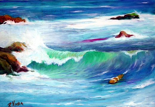 New England Seascape (6156 visits) New England Seascape from memory of times spent there. New England Seascape
