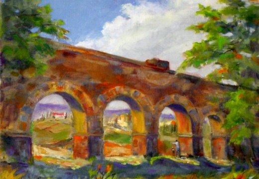 Roman Aqueduct at Arezzo (7330 visits) This aqueduct was near the San Sebastiano winery chateau where I stayed. Painted plein aire. Roman Aqueduct at Arezzo