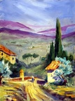 Tuscan Crossroads -- Painted plein aire on a trip to Italy with the Armory Art Center.