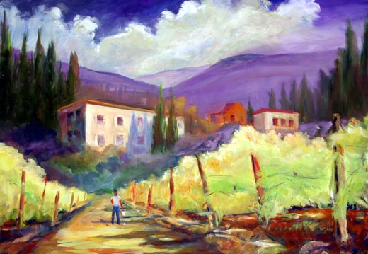 Tuscan Vineyard (6615 επισκέψεις) Vineyard in Tuscany was painted plein aire near Arezzo Tuscan Vineyard