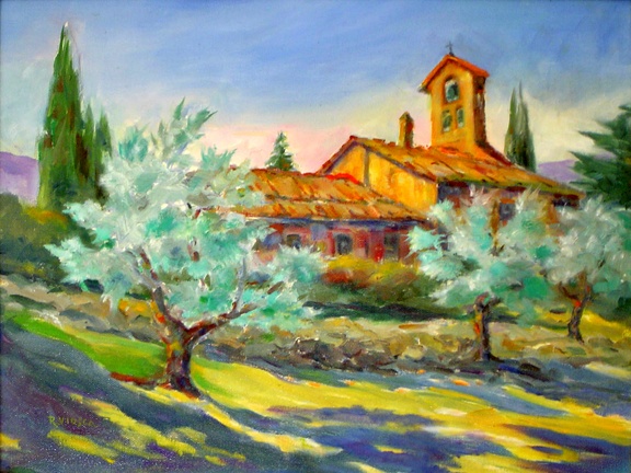 Church and Olive Trees