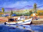 Unloading the Catch -- Unloading the Catch.  Plein aire paiting at an Italian harbor