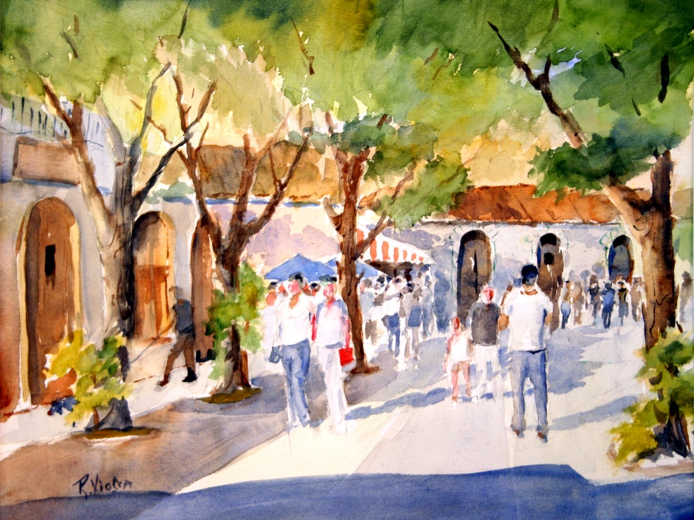 Street in Mallorca (4025 visits) Street in Mallorca. A man taking photo of people and others, strolling. From a photo I took there. Street in Mallorca