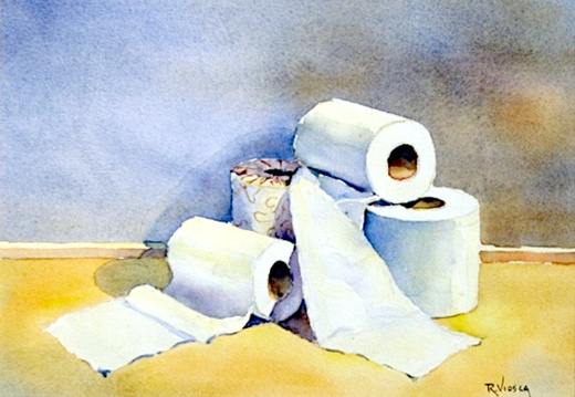 Never Out! (SOLD) (4377 visites) Pile of toilet paper rolls. Painted in a hotel room in Cleveland. This is available for sale as a n... Never Out! (SOLD)
