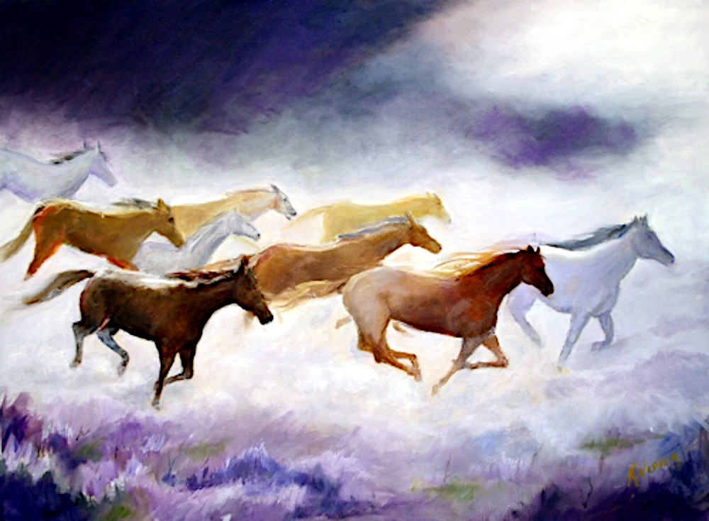 Wild Horses (2760 ទស្សនា) Wild mustangs out west kicking up the dust in the early morning. Wild Horses