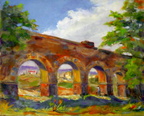 Roman Aqueduct at Arezzo -- This aqueduct was near the San Sebastiano winery chateau where I stayed. Painted plein aire.